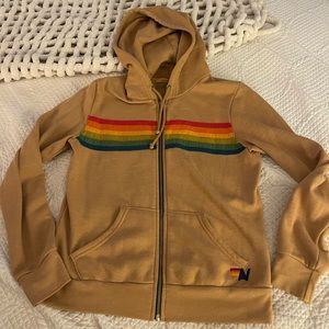 Aviator Nation Rainbow Stripe Hoodie Unisex Small